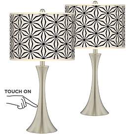 Image1 of Kaleidoscope Flowers Trish Brushed Nickel Touch Table Lamps Set of 2