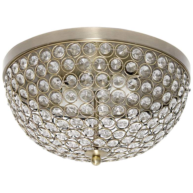 Image 1 Kali 13" Wide Antique Brass Crystal 2-Light Ceiling Light