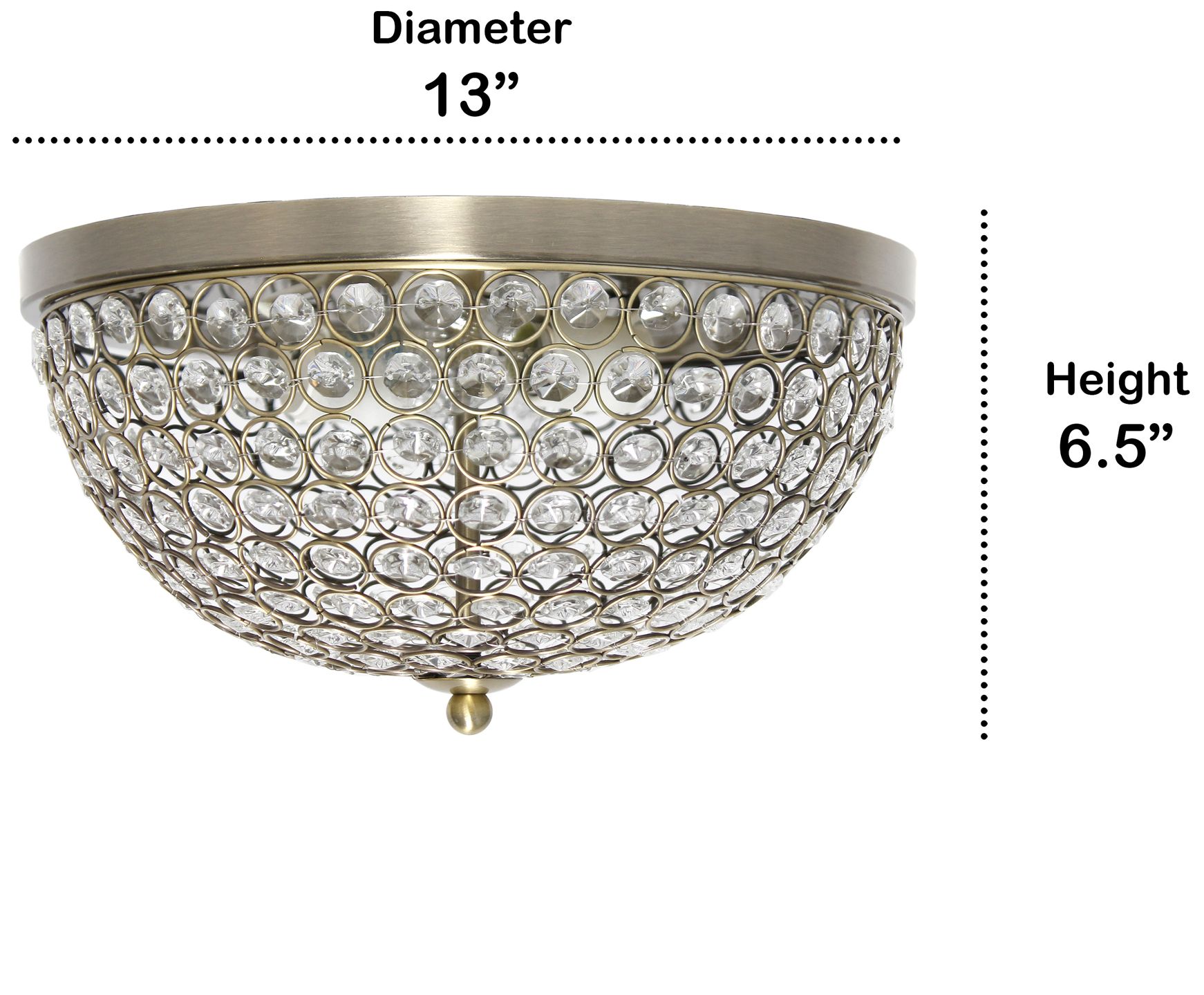 Image 3 Kali 13" Wide Brass Crystal 2-Light Ceiling Lights Set of 2 more views