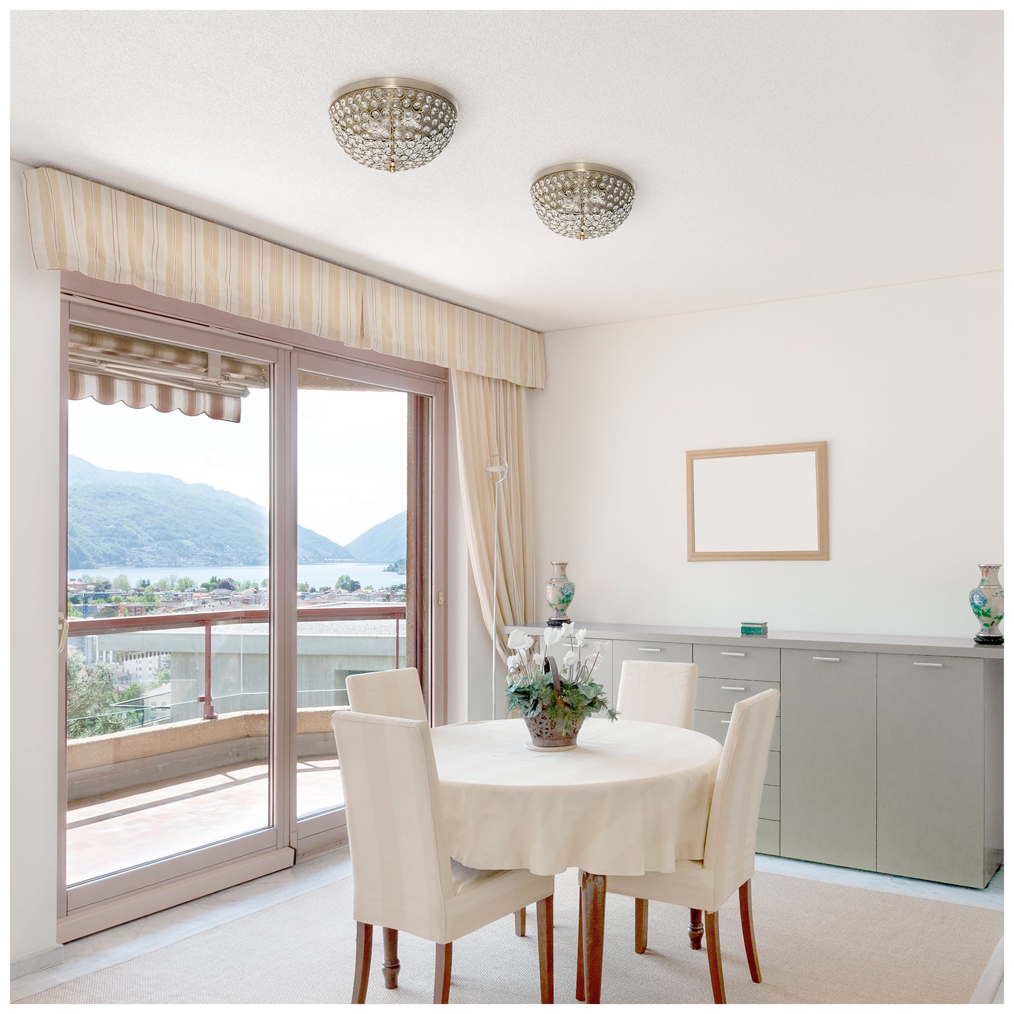 Image 4 Kali 13" Wide Brass Crystal 2-Light Ceiling Lights Set of 2 more views