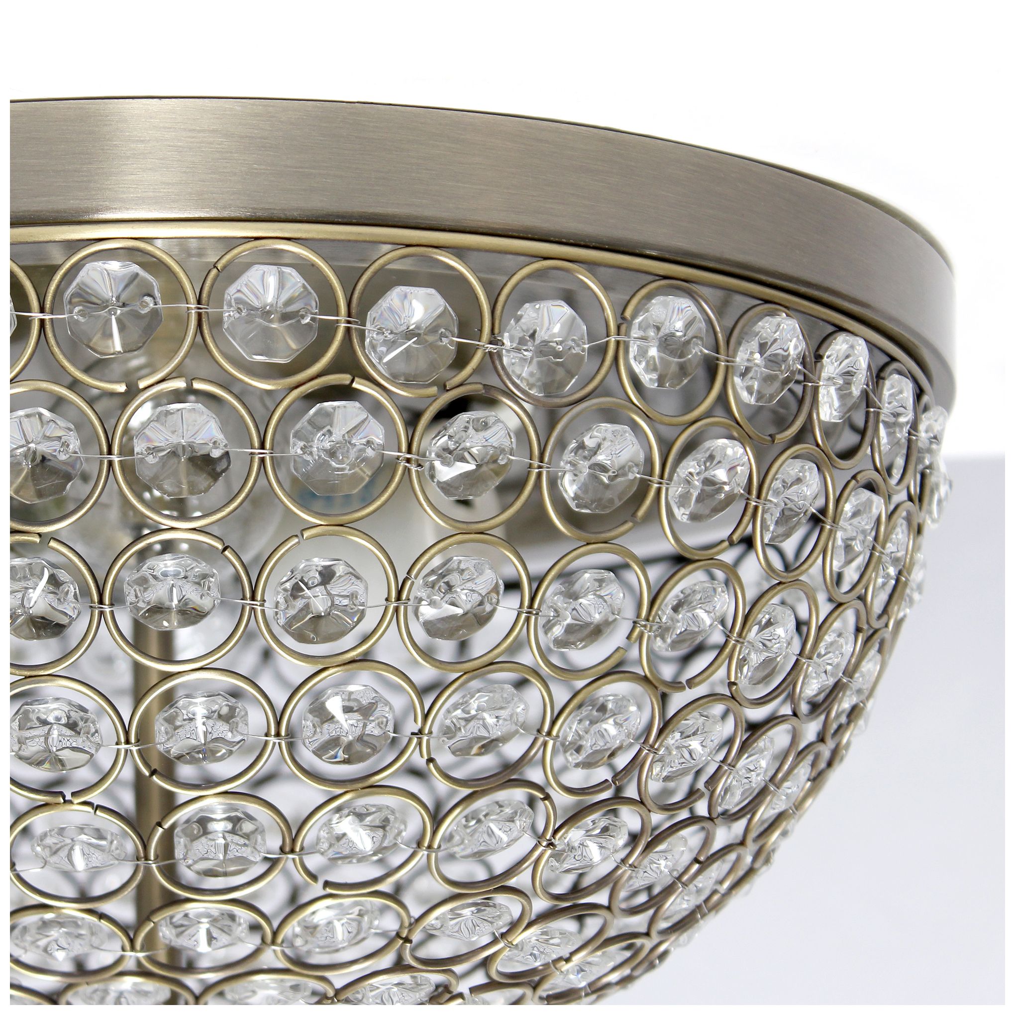 Kali 13" Wide Brass Crystal 2-Light Ceiling Lights Set of 2