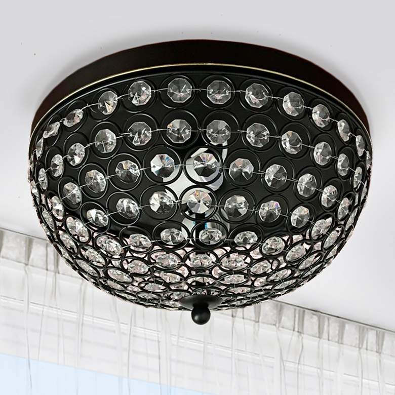 Image 6 Kali 13" Wide Bronze Crystal 2-Light Ceiling Lights Set of 2 more views