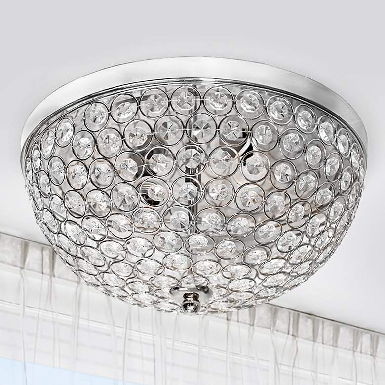 Image 2 Kali 13" Wide Chrome Crystal 2-Light Ceiling Light
