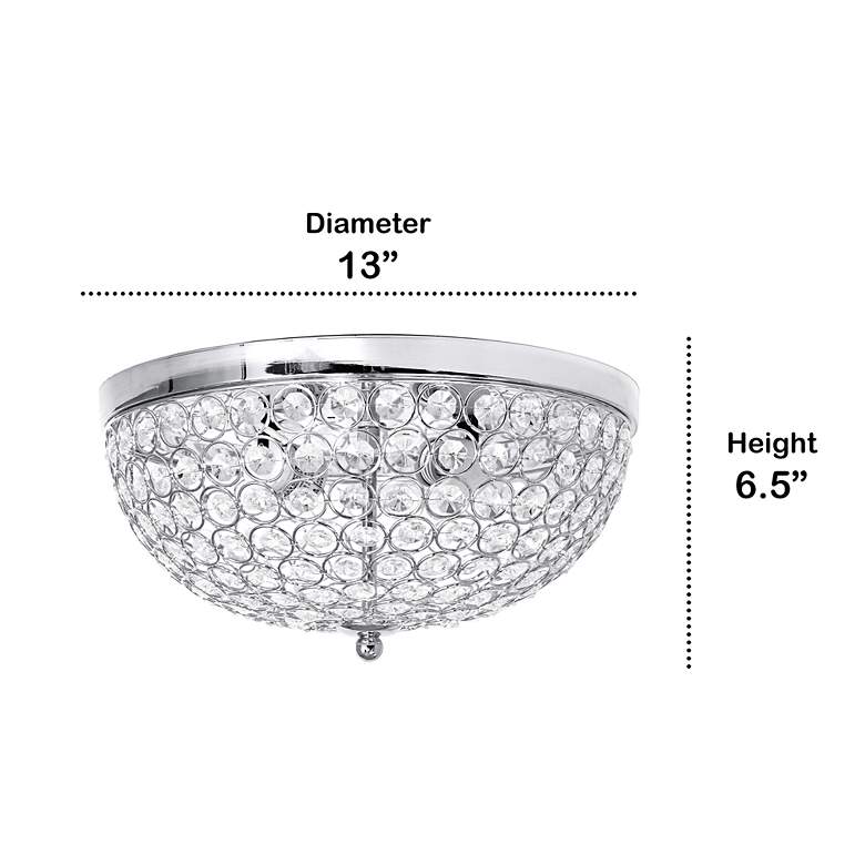 Image 6 Kali 13" Wide Chrome Crystal 2-Light Ceiling Light more views
