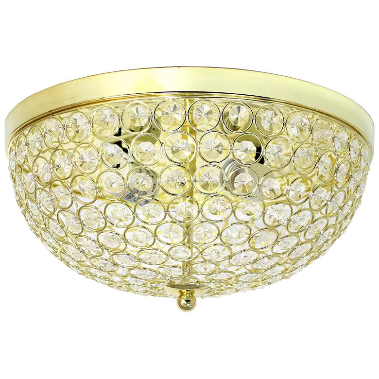 Image 1 Kali 13" Wide Gold Crystal 2-Light Ceiling Light
