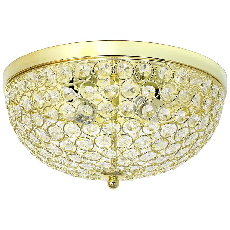 Image 1 Kali 13 inch Wide Gold Crystal 2-Light Ceiling Light