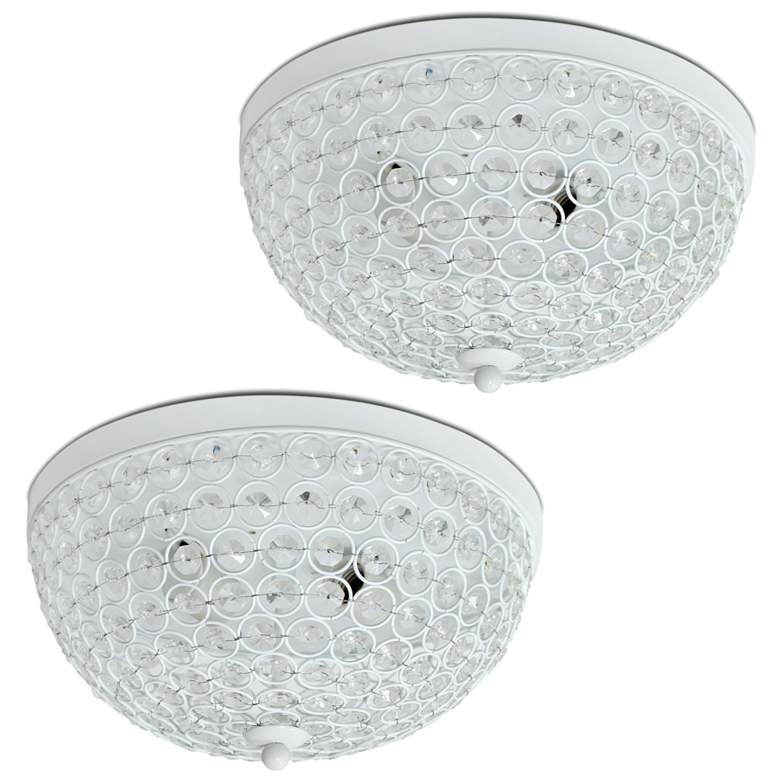 Image 1 Kali 13" Wide White Crystal 2-Light Ceiling Lights Set of 2