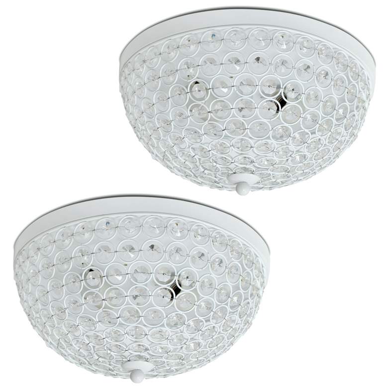 Image 1 Kali 13 inch Wide White Crystal 2-Light Ceiling Lights Set of 2