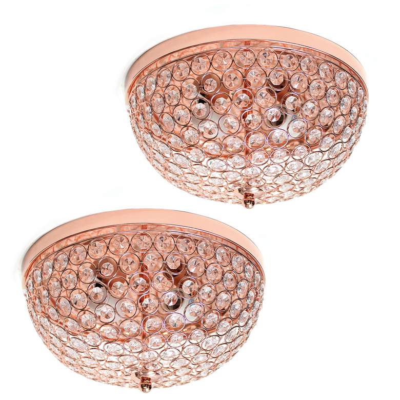 Image 1 Kali 13"W Rose Gold Crystal 2-Light Ceiling Lights Set of 2