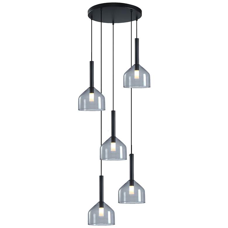 Image 1 Kali 22" Wide 5-Light Black Chandelier With Clear Glass Shade