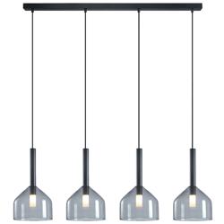 Kali 43.25" Wide 4-Light Black Island Light With Clear Glass Shade