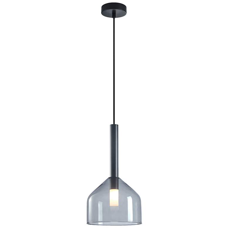 Image 1 Kali 8" Wide Black Pendant With Clear Glass Shade