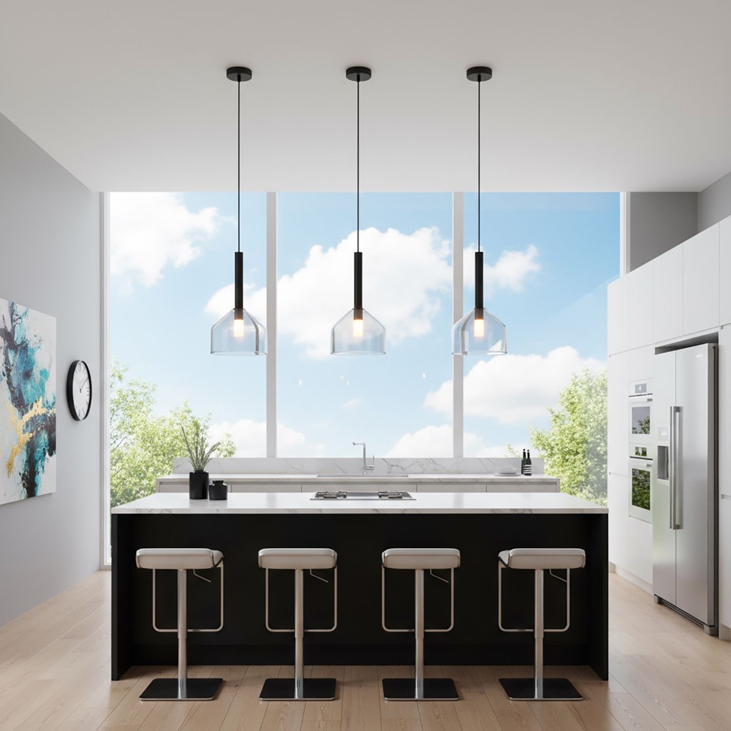 Image 7 Kali 8" Wide Black Pendant With Clear Glass Shade more views