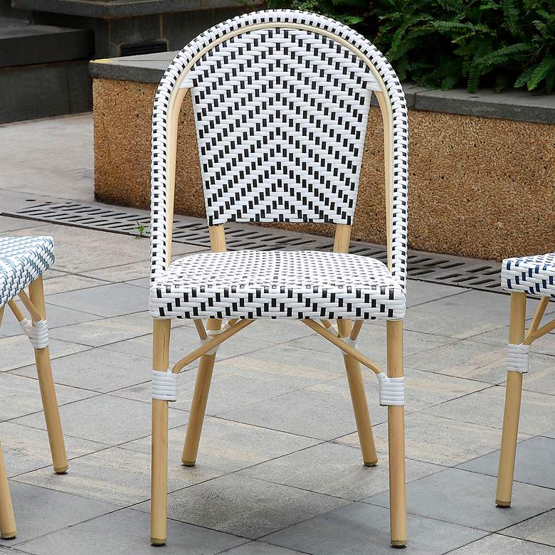 Image 1 Kali Black White Wicker Patio Dining Chairs Set of 2