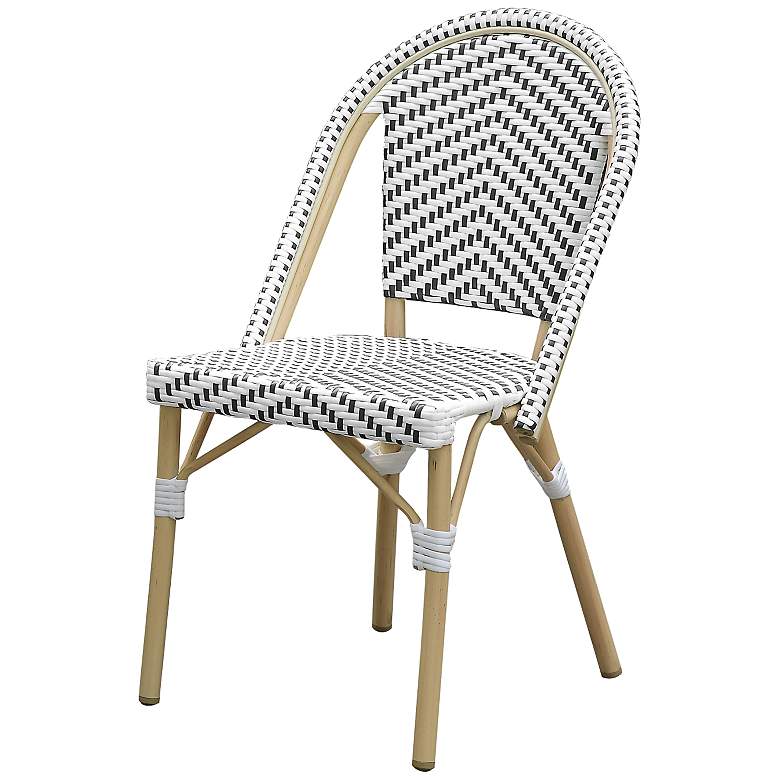 Image 4 Kali Black White Wicker Patio Dining Chairs Set of 2 more views