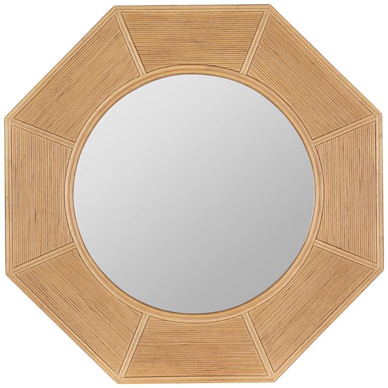 Image 2 Kali Natural Finish 41 1/4" x 41 1/4" Rattan Shaped Wall Mirror