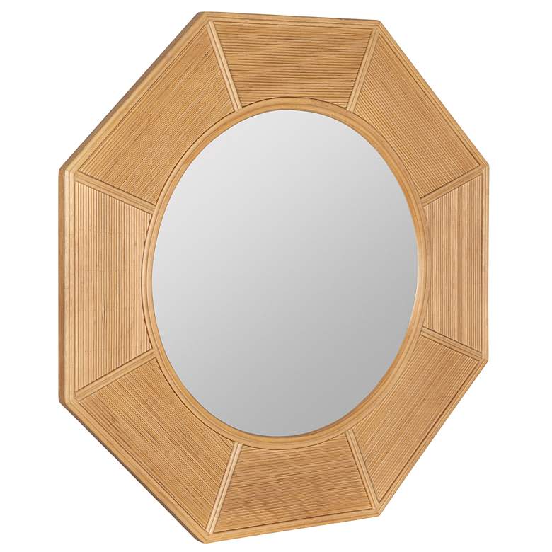 Image 5 Kali Natural Finish 41 1/4" x 41 1/4" Rattan Shaped Wall Mirror more views