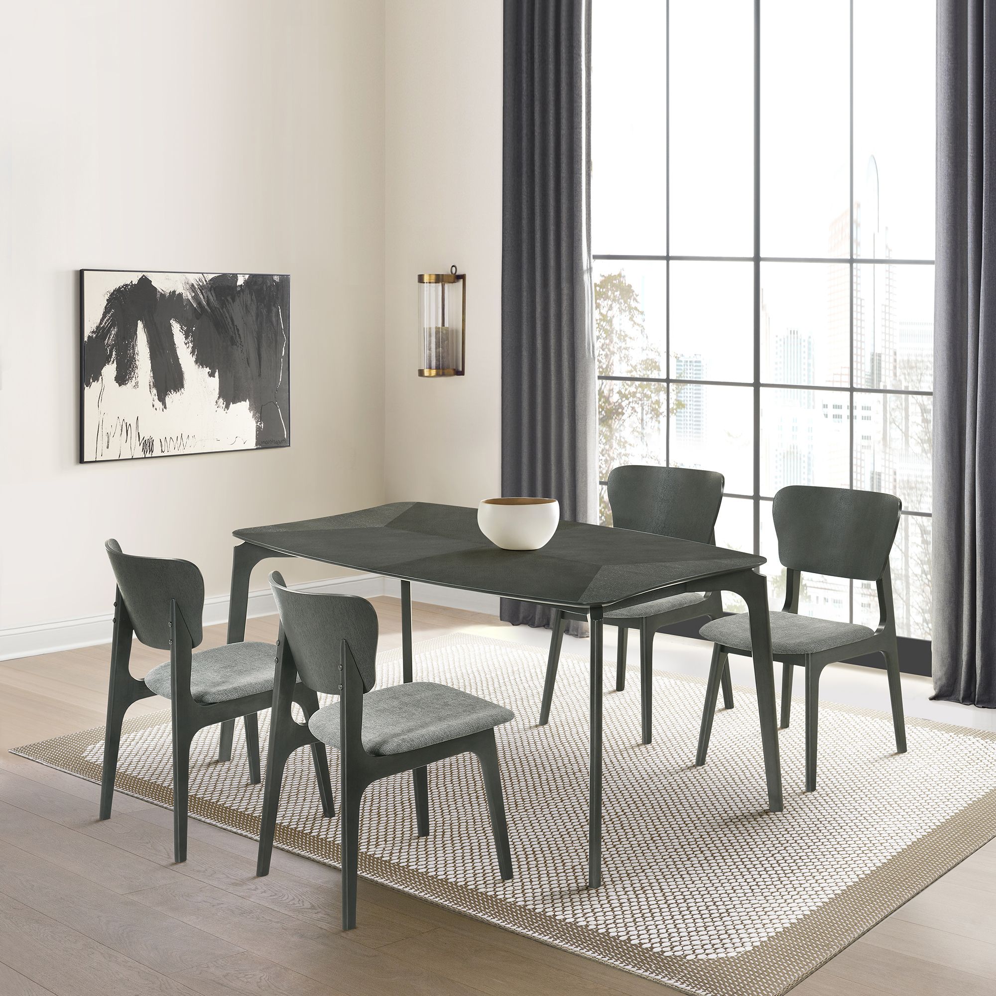 Kalia 63 in. Wide Dining Table in Wood and Gray Finish