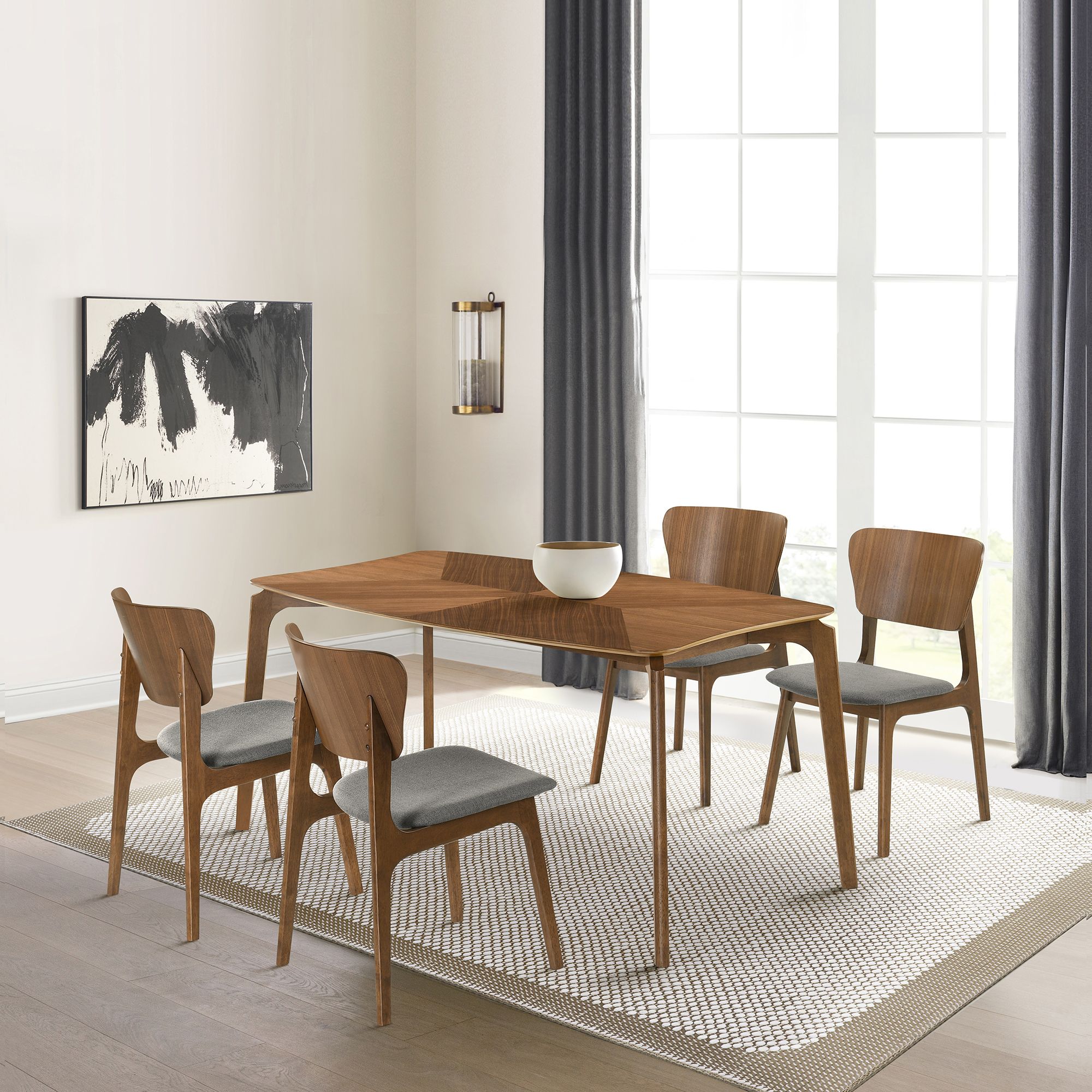 Kalia 63 in. Wide Dining Table in Wood and Walnut Finish