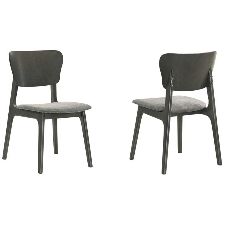 Image 1 Kalia Set of 2 Dining Chairs in Wood and Gray Finish with Gray Fabric