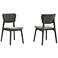 Kalia Set of 2 Dining Chairs in Wood and Gray Finish with Gray Fabric