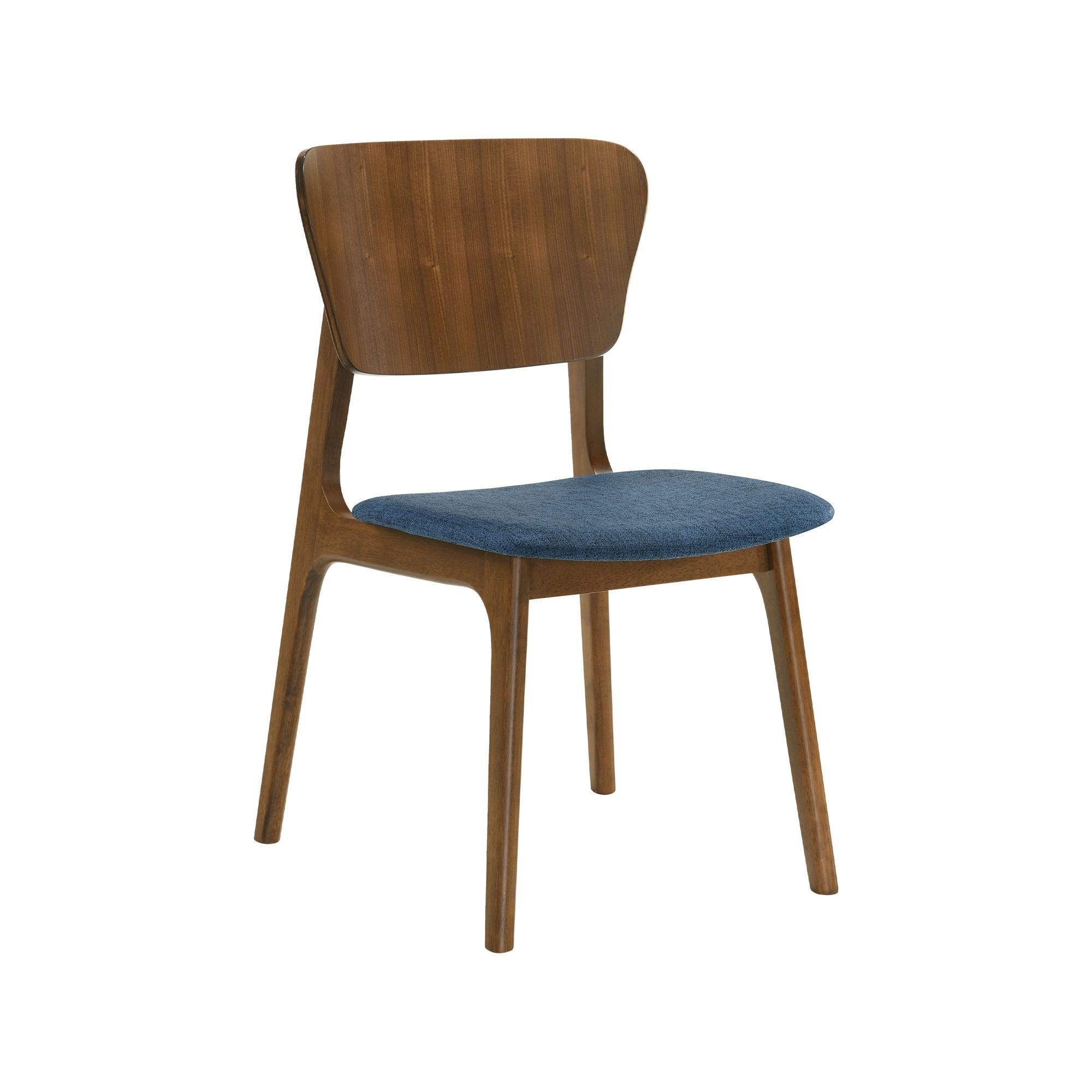 Image 2 Kalia Set of 2 Dining Chairs in Wood and Walnut Finish with Blue Fabric more views