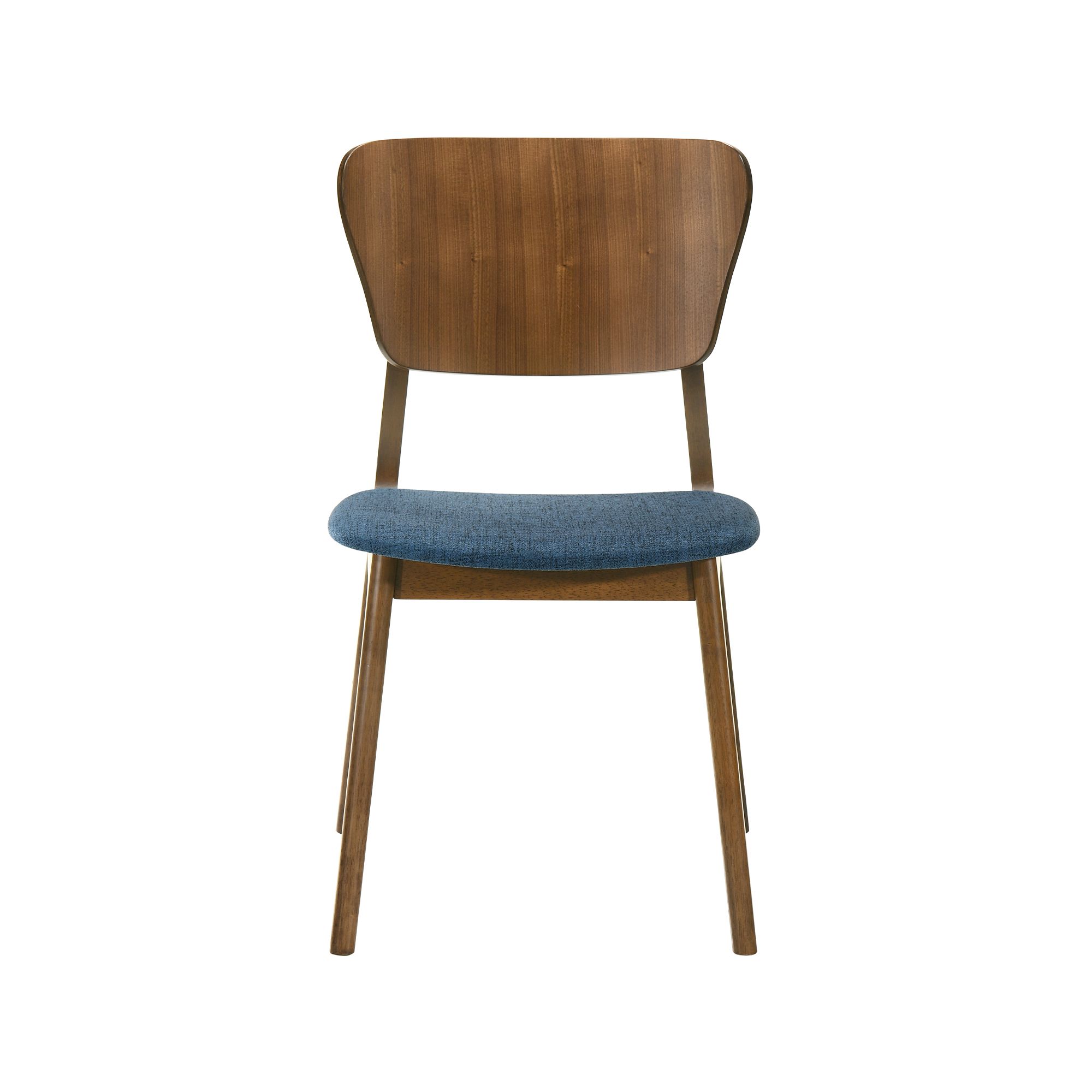 Image 3 Kalia Set of 2 Dining Chairs in Wood and Walnut Finish with Blue Fabric more views