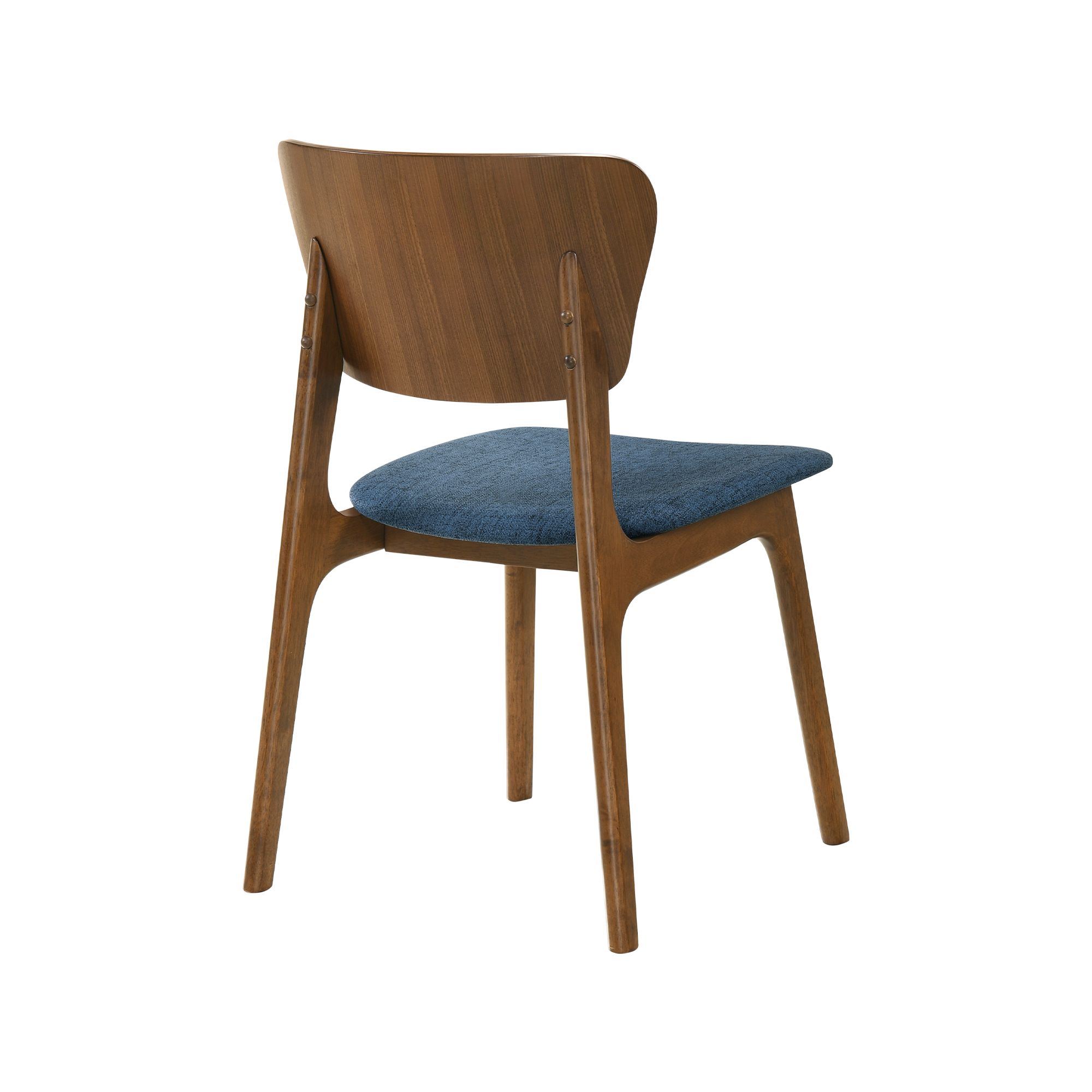 Image 4 Kalia Set of 2 Dining Chairs in Wood and Walnut Finish with Blue Fabric more views