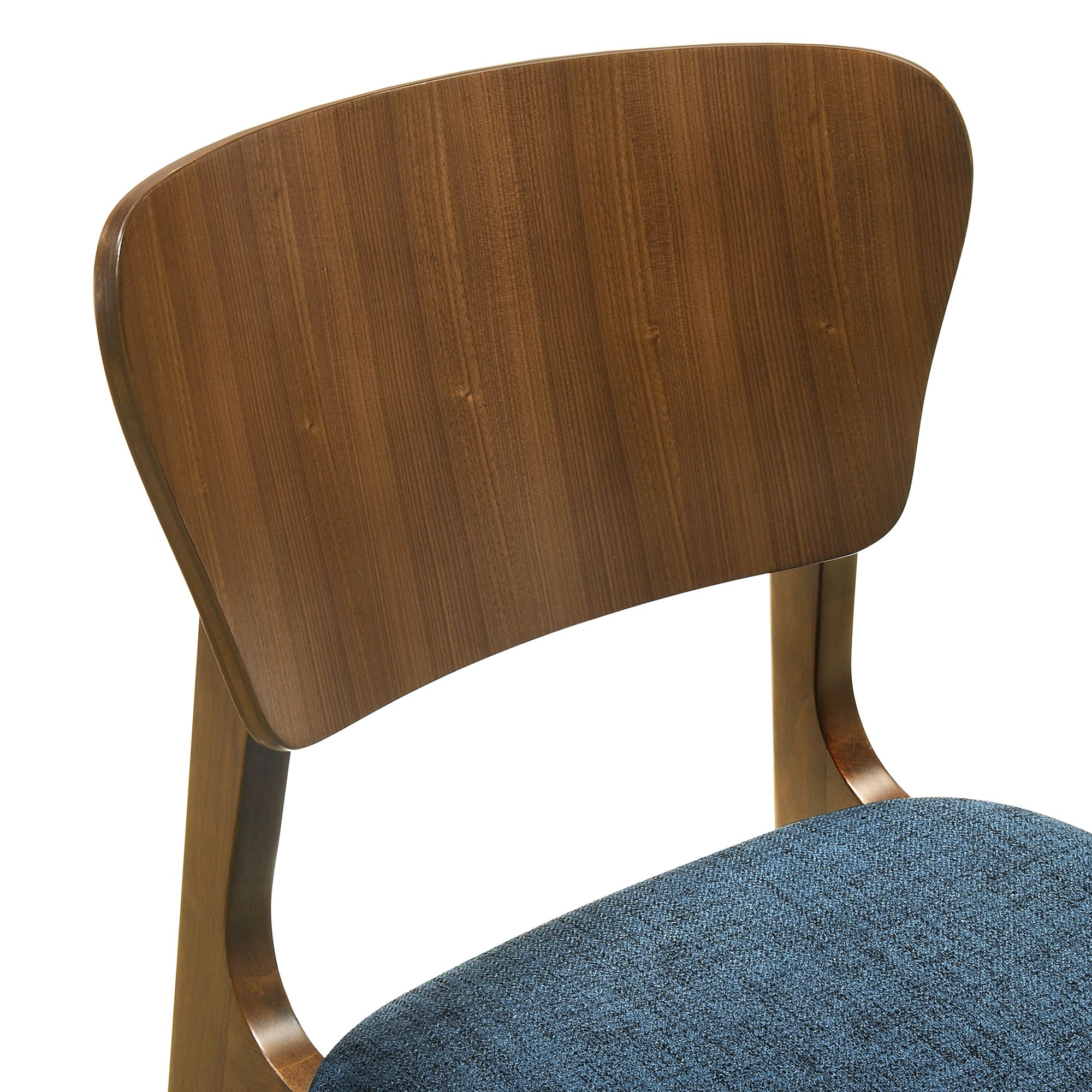 Image 5 Kalia Set of 2 Dining Chairs in Wood and Walnut Finish with Blue Fabric more views