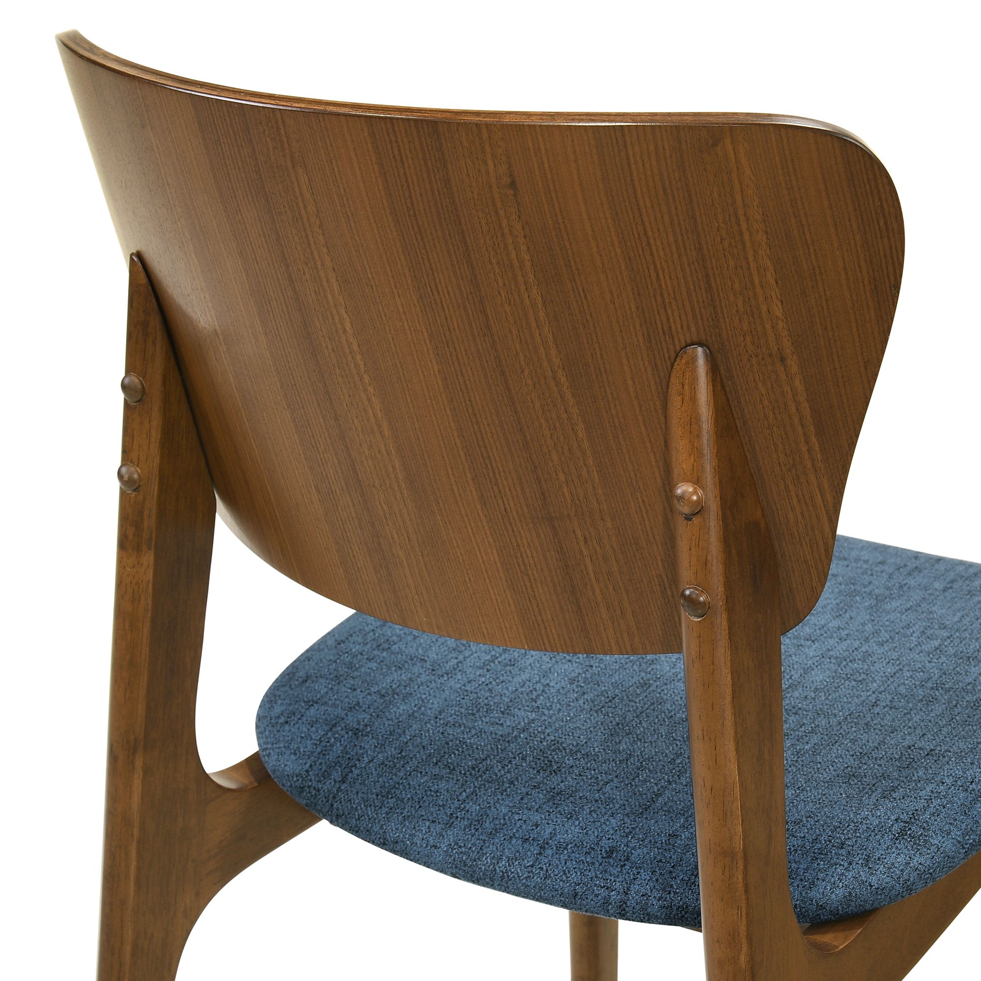 Image 6 Kalia Set of 2 Dining Chairs in Wood and Walnut Finish with Blue Fabric more views