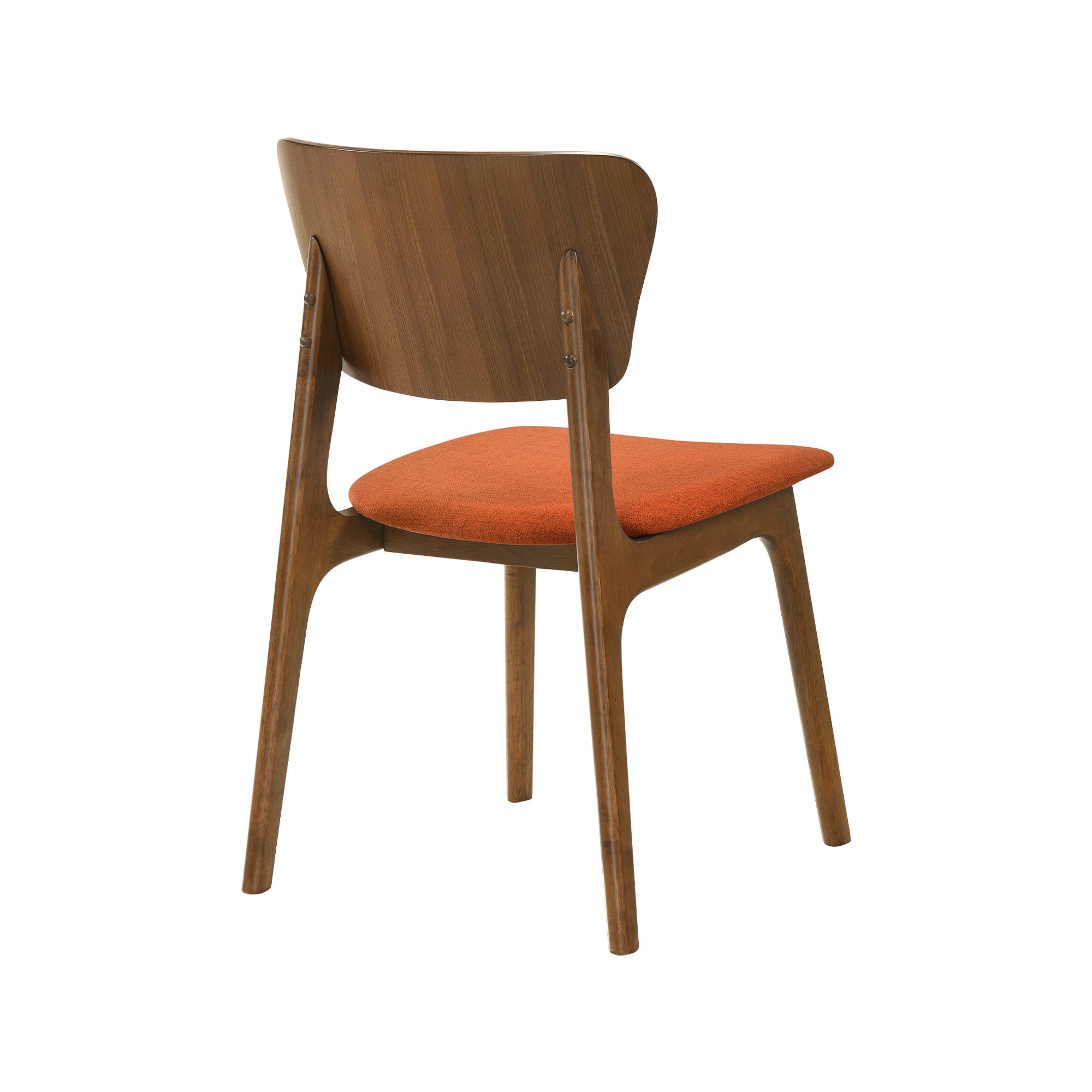 Image 5 Kalia Set of 2 Dining Chairs in Wood and Walnut Finish with Orange Fabric more views