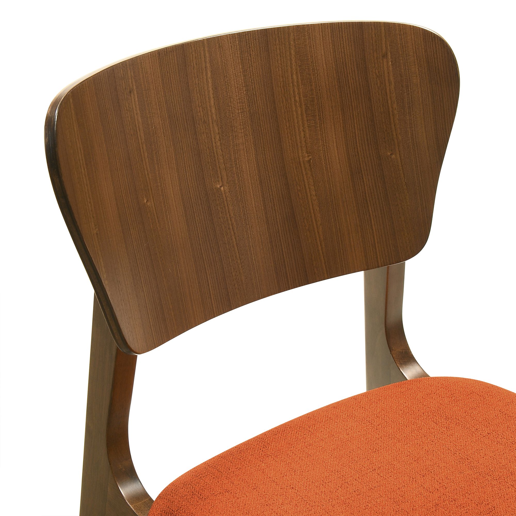 Image 6 Kalia Set of 2 Dining Chairs in Wood and Walnut Finish with Orange Fabric more views