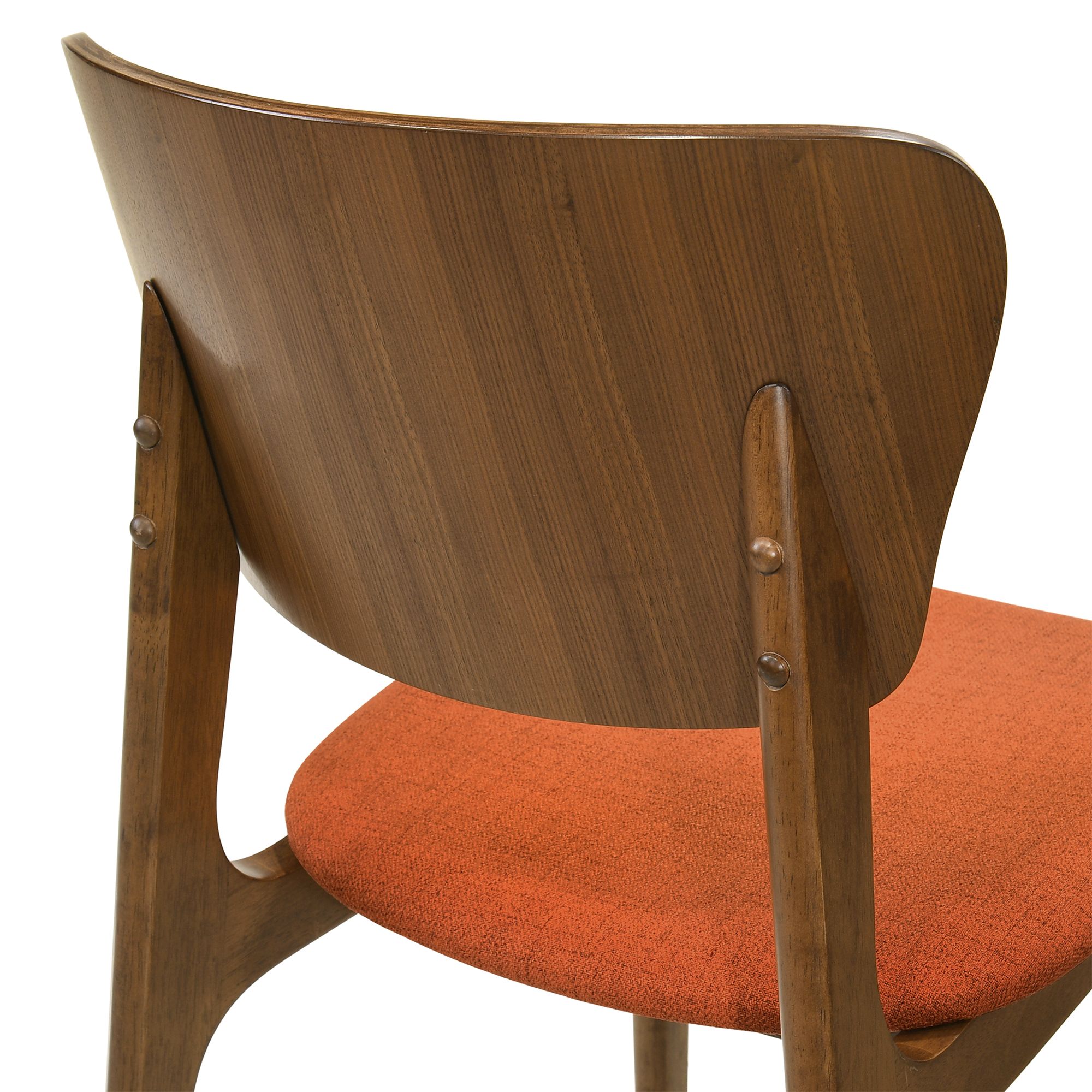 Image 7 Kalia Set of 2 Dining Chairs in Wood and Walnut Finish with Orange Fabric more views