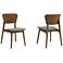 Kalia Set of 2 Dining Chairs in Wood, Walnut Finish and Charcoal Fabric