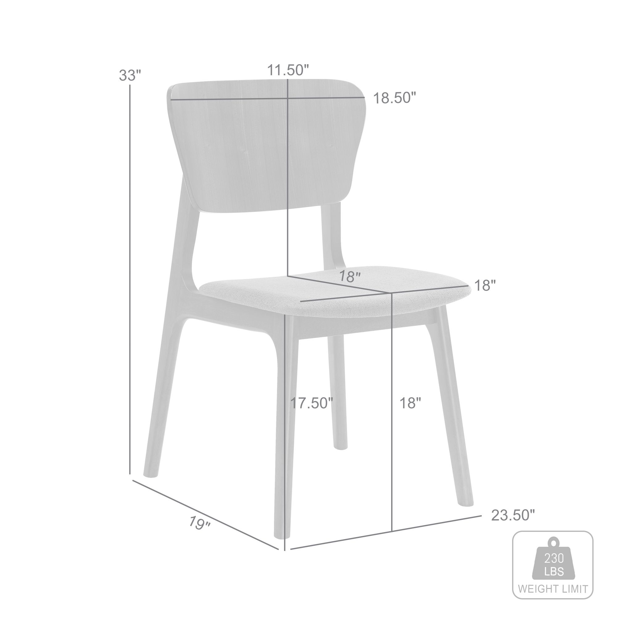 Kalia Set of 2 Dining Chairs in Wood, Walnut Finish and Charcoal Fabric