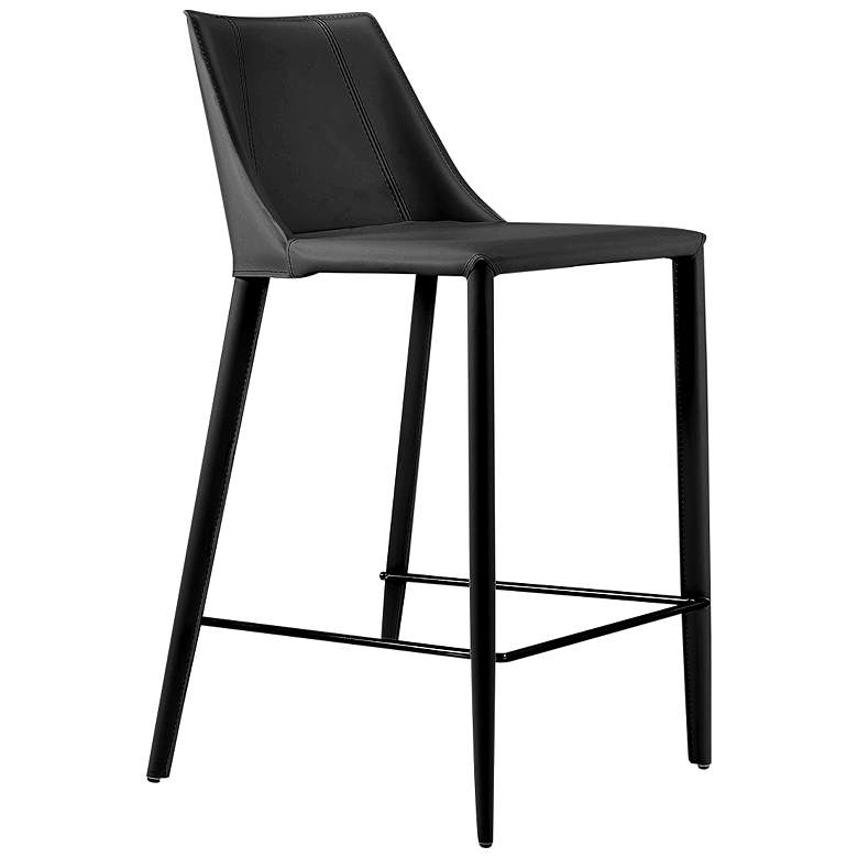 Image 1 Kalle 26" Black Leather Counter Stool