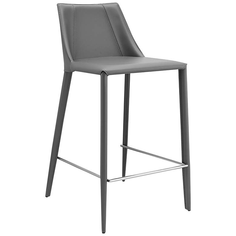 Image 1 Kalle 26" Gray Leather Counter Stool