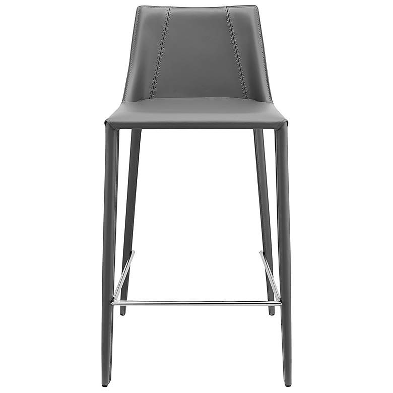 Image 2 Kalle 26" Gray Leather Counter Stool more views