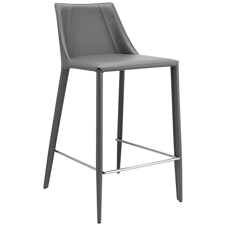 Image 1 Kalle 26" Gray Leather Counter Stool