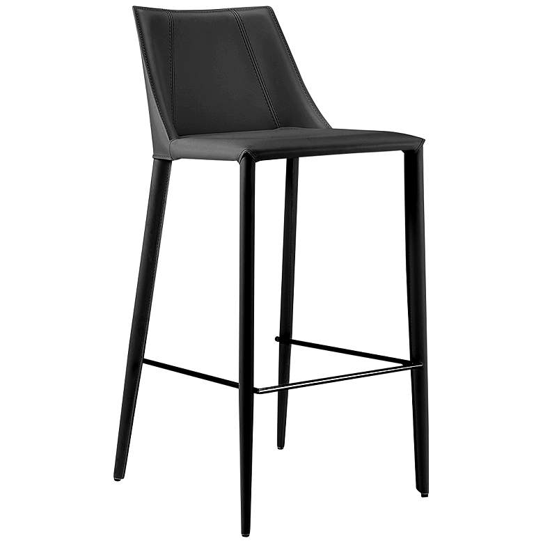 Image 1 Kalle 30" Black Leather Bar Stool
