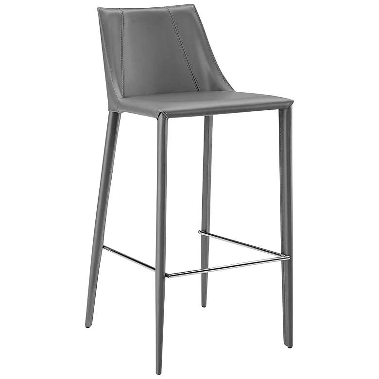 Image 2 Kalle 30 inch Gray Leather Bar Stool