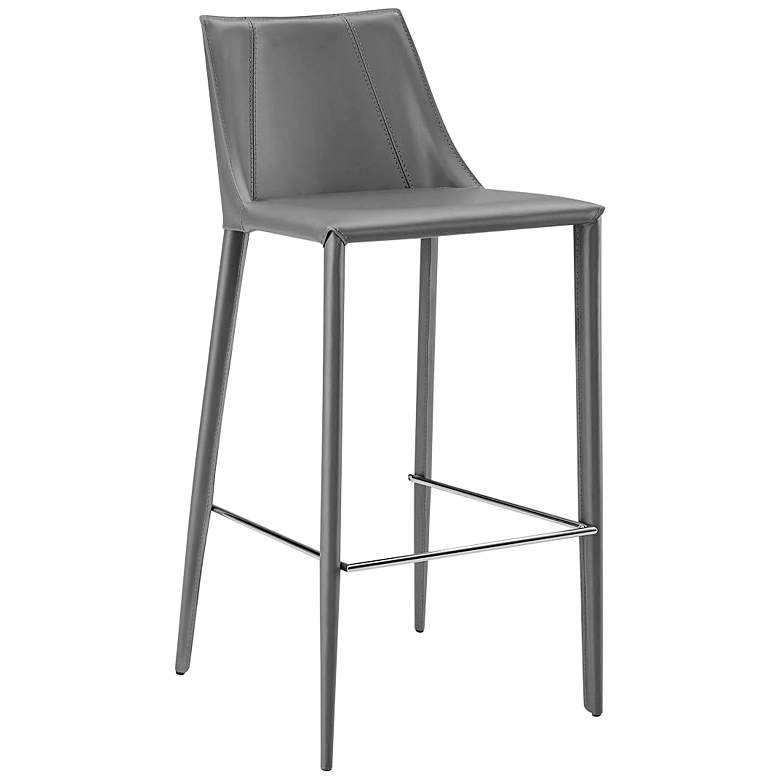Image 2 Kalle 30" Gray Leather Bar Stool