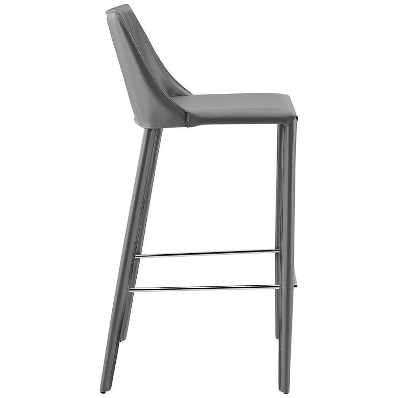 Image 5 Kalle 30" Gray Leather Bar Stool more views