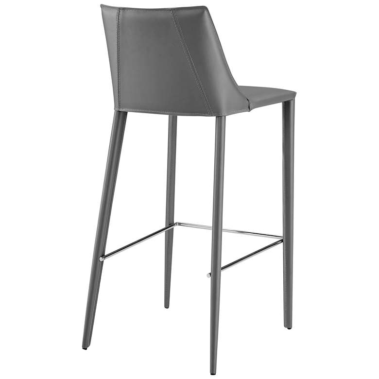 Image 6 Kalle 30" Gray Leather Bar Stool more views