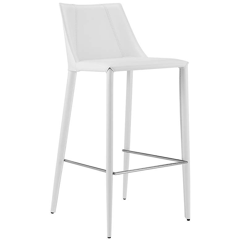 Image 1 Kalle 30 inch White Leather Bar Stool