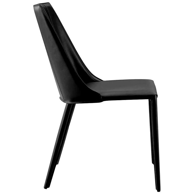 Image 4 Kalle Black Leather Armless Side Chair more views