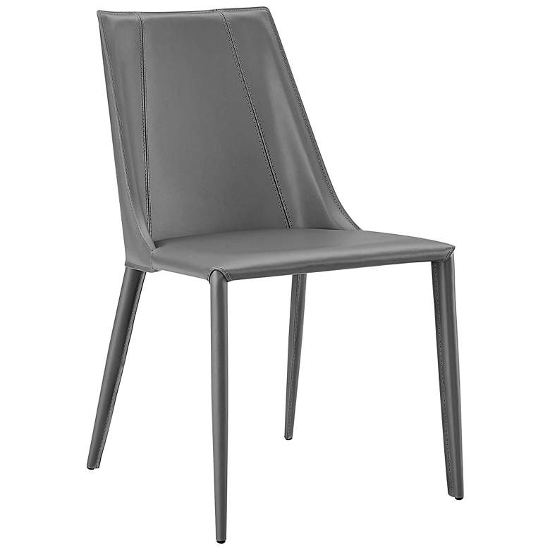Image 2 Kalle Gray Leather Armless Side Chair