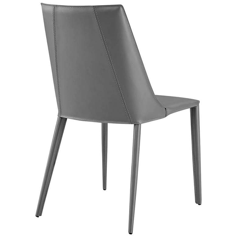 Kalle Gray Leather Armless Side Chair more views