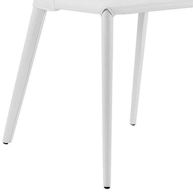 Kalle White Leather Armless Modern Side Chair more views