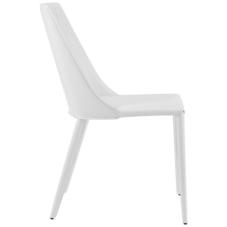 Image 4 Kalle White Leather Armless Modern Side Chair more views